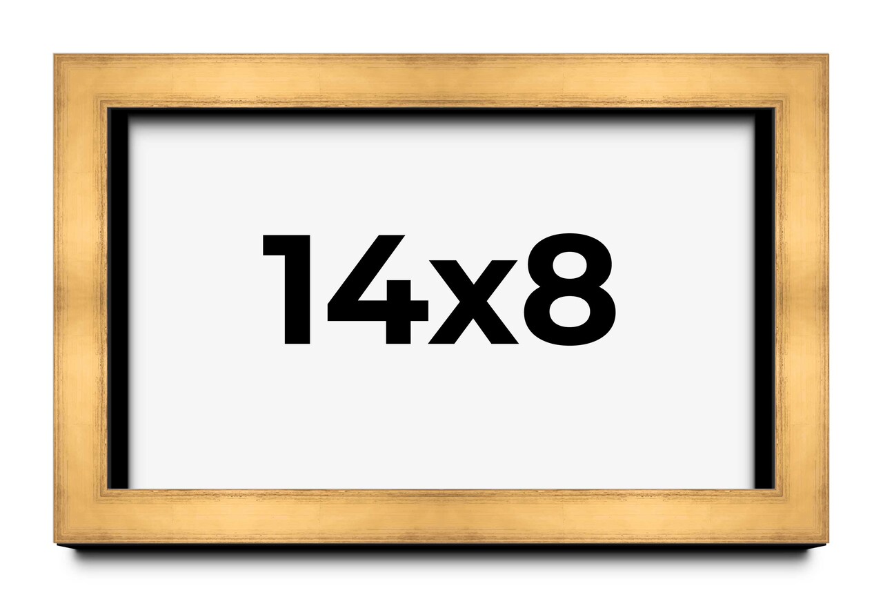 Photo Size Shadow Box 1.5" Depth Gold Picture Frame - UV Acrylic, Backing, Hanging Hardware